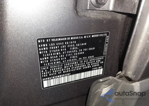 2022 Volkswagen Taos 1.5T Se from USA, damaged, VIN 3VVRX7B26NM062387